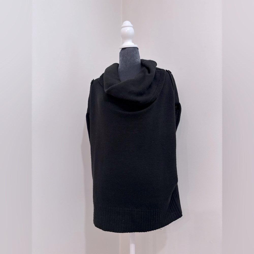 Questions By Say What Black Cowl Neck Sweater Vest Size L